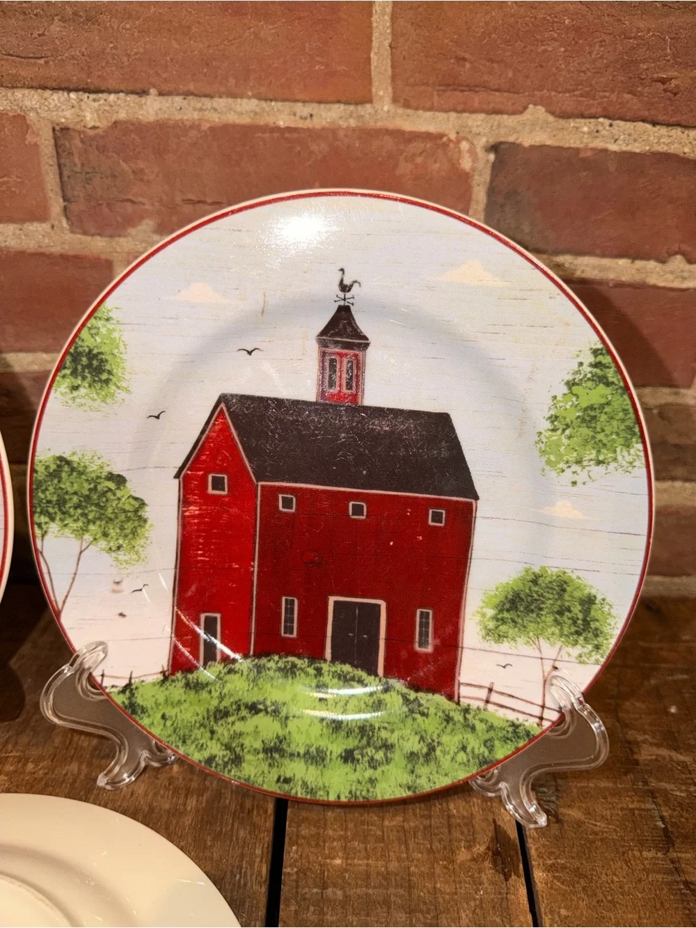 “Barns” Certified Warren Kimble 1998 Barn Dinner Plates Set of 3 Sakura NY USA